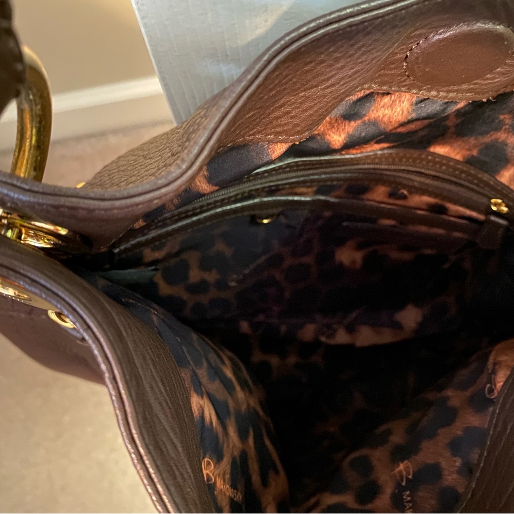 B. Makowsky brown leather handbag with Brown leather strap. - Picture 2 of 7